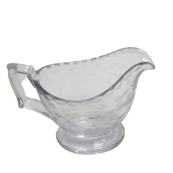 Creamer Clear Cut Glass Leaves Crystal - Picture 1 of 9